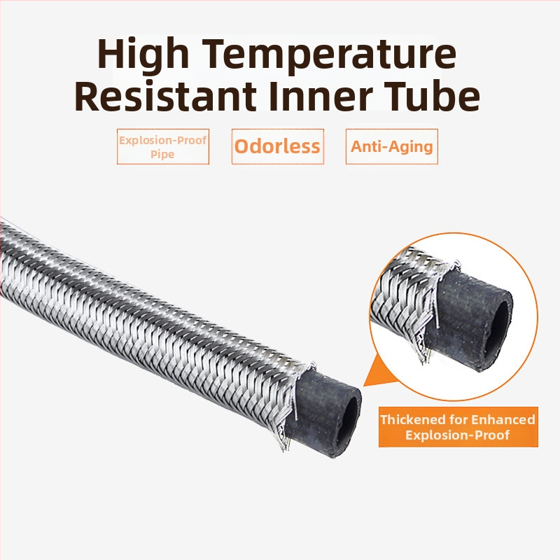 Плетен маркуч от неръждаема стомана 304, 1/2 инча, за кран и водонагревател, високо налягане, взривоустойчив, вход за гореща и студена вода