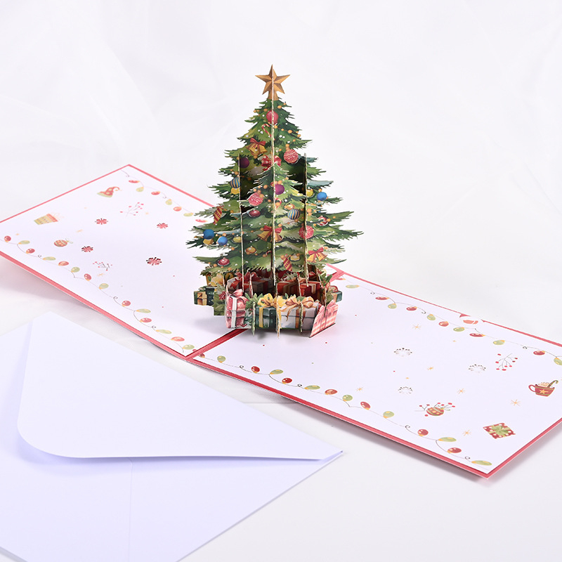 3D поп-ъп коледна поздравителна картичка, карта за благословия, коледна подаръчна карта