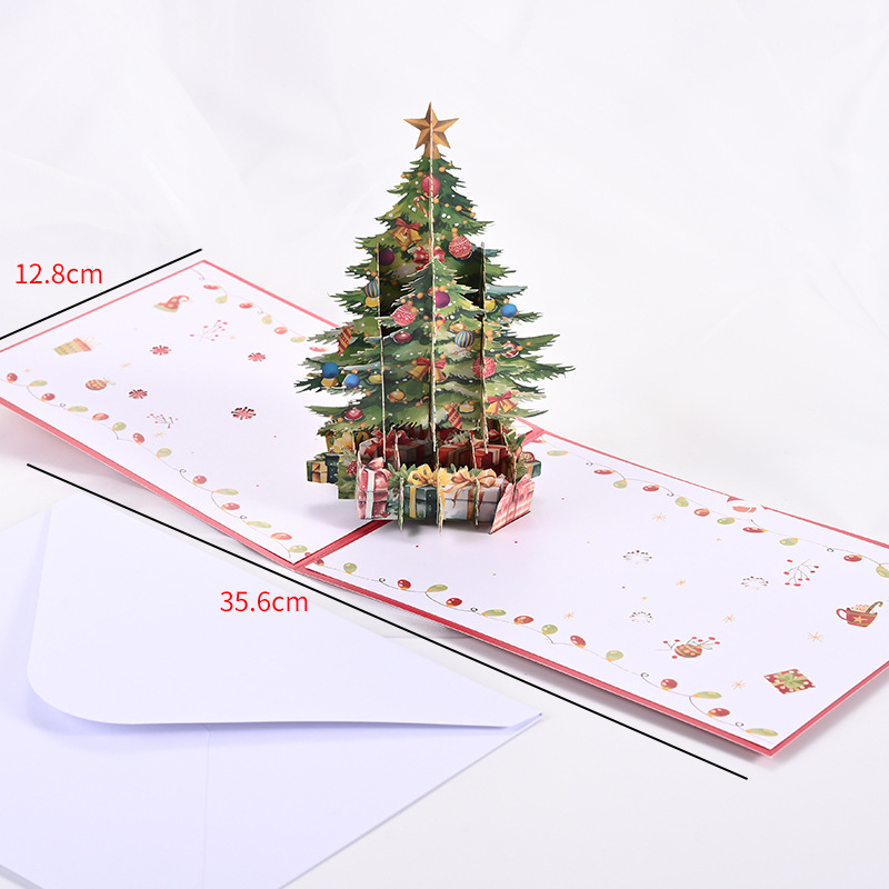 3D поп-ъп коледна поздравителна картичка, карта за благословия, коледна подаръчна карта