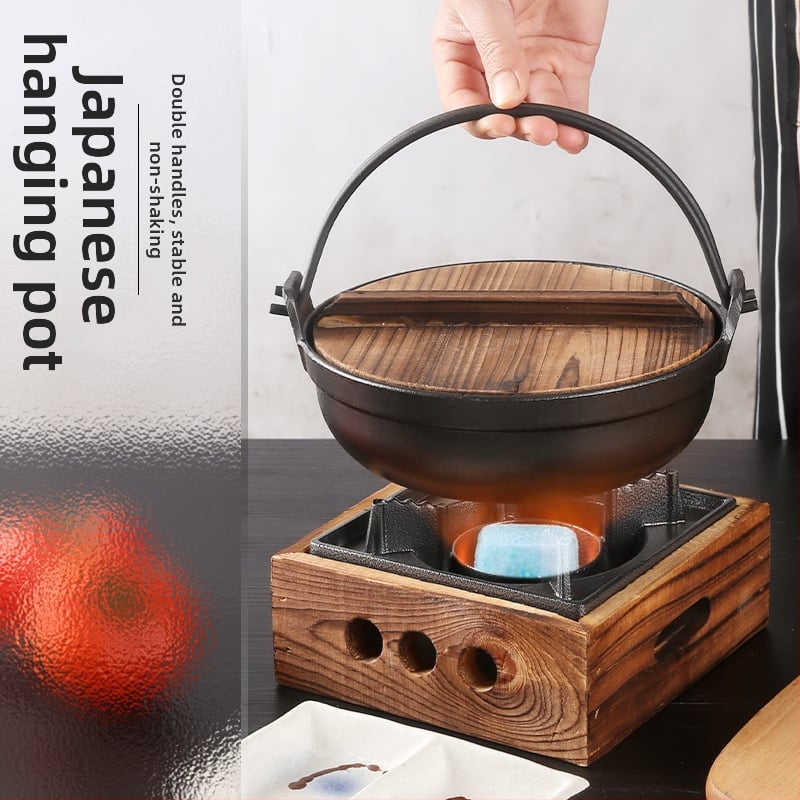 Japonský štýl hrnca Sukiyaki s uhlíkovým grilom, visací hrniec, alkoholový varič pre jednu osobu, domáci štvordielny set, malý horúci hrniec