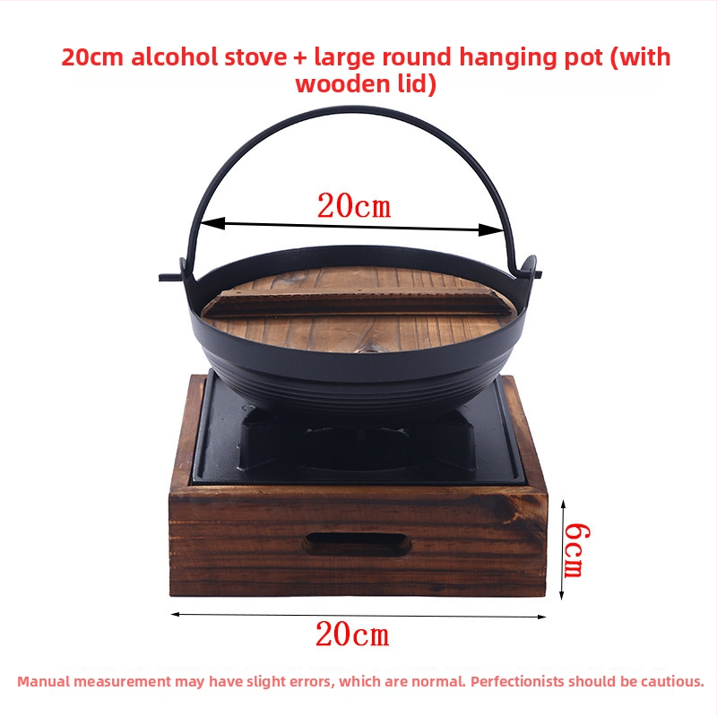 Japonský štýl hrnca Sukiyaki s uhlíkovým grilom, visací hrniec, alkoholový varič pre jednu osobu, domáci štvordielny set, malý horúci hrniec