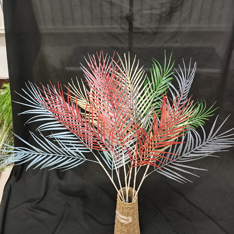 Изкуствена палма Areca в саксия, с три клона, украса за сватбена зала, тропически листа за домашна украса