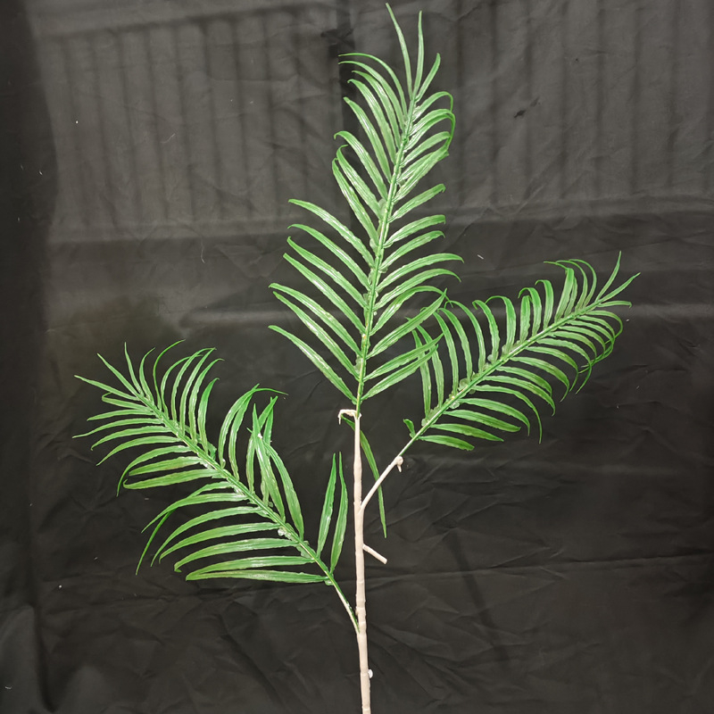 Изкуствена палма Areca в саксия, с три клона, украса за сватбена зала, тропически листа за домашна украса