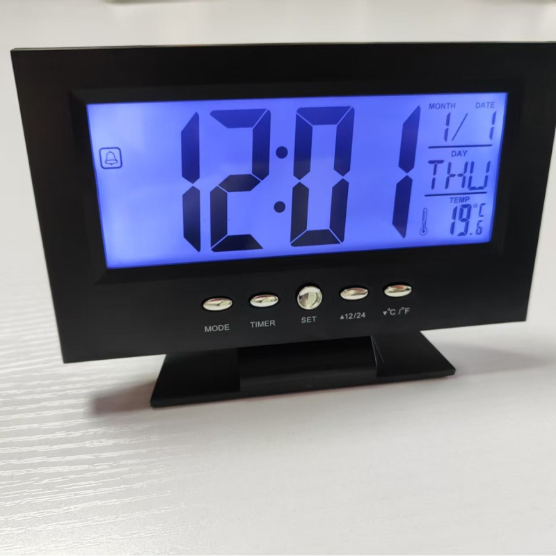 Многофункционален LCD дисплей с подсветка, часовник с форма на телевизор и метеорологични данни, настолен будилник за офис и дом, цифров часовник 8082