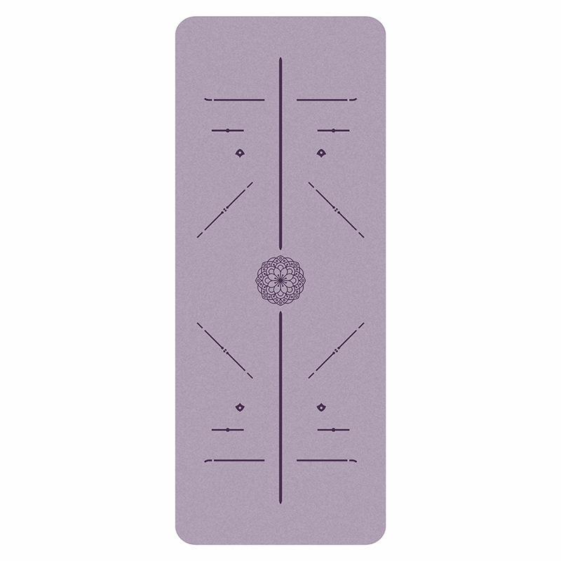 Joga prostirka od prirodnog kaučuka s teksturom kokosove ljuske, otporna na habanje, protuklizna, 4,5 mm, 183x68 cm, linije za pozicije