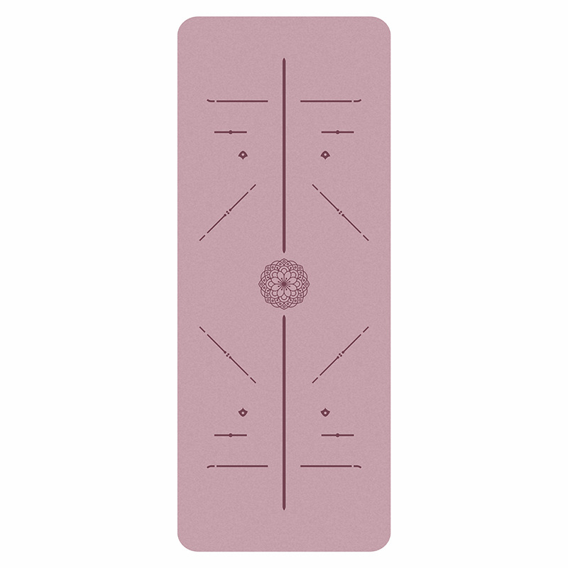 Joga prostirka od prirodnog kaučuka s teksturom kokosove ljuske, otporna na habanje, protuklizna, 4,5 mm, 183x68 cm, linije za pozicije