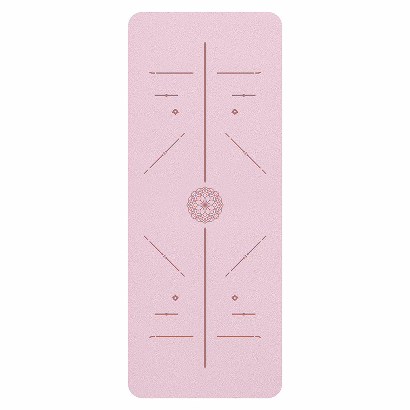 Joga prostirka od prirodnog kaučuka s teksturom kokosove ljuske, otporna na habanje, protuklizna, 4,5 mm, 183x68 cm, linije za pozicije