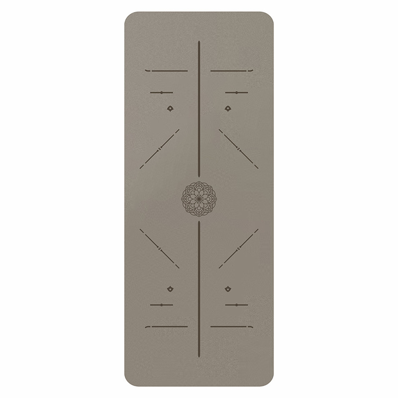 Joga prostirka od prirodnog kaučuka s teksturom kokosove ljuske, otporna na habanje, protuklizna, 4,5 mm, 183x68 cm, linije za pozicije