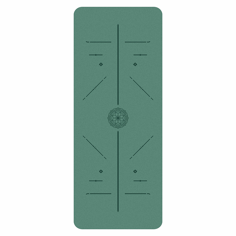 Joga prostirka od prirodnog kaučuka s teksturom kokosove ljuske, otporna na habanje, protuklizna, 4,5 mm, 183x68 cm, linije za pozicije