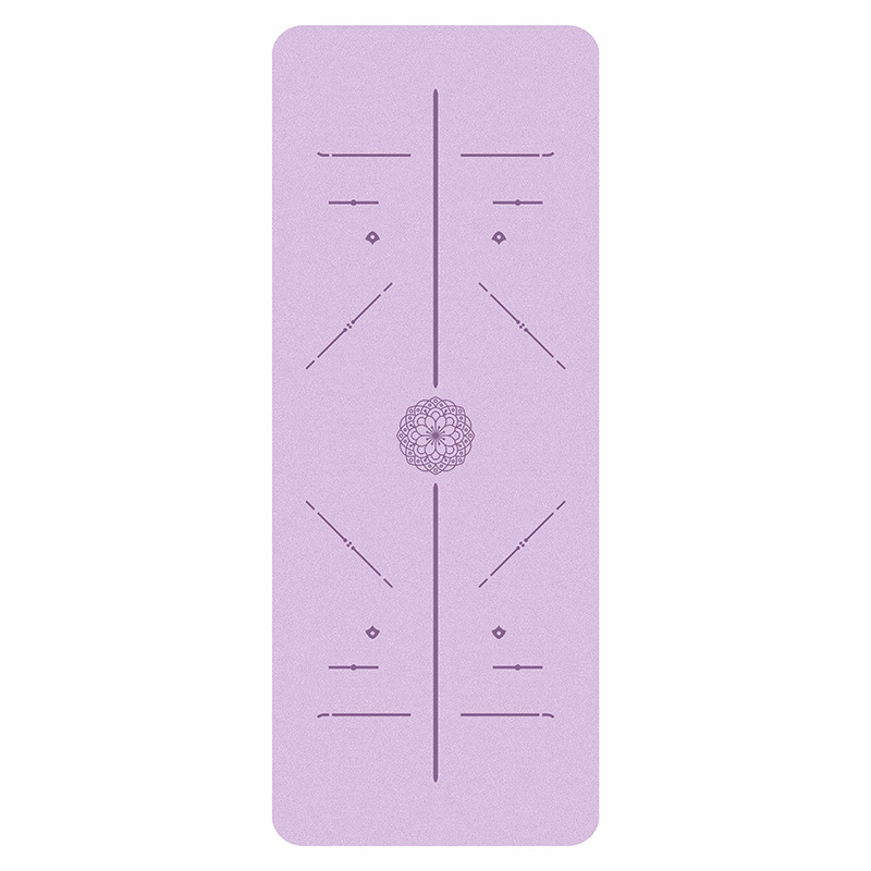 Joga prostirka od prirodnog kaučuka s teksturom kokosove ljuske, otporna na habanje, protuklizna, 4,5 mm, 183x68 cm, linije za pozicije