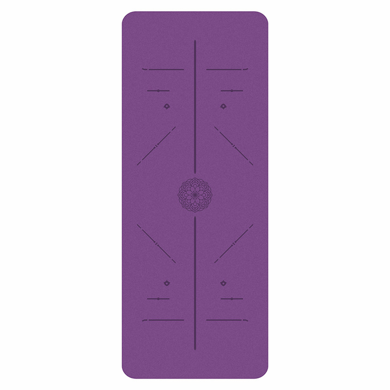 Joga prostirka od prirodnog kaučuka s teksturom kokosove ljuske, otporna na habanje, protuklizna, 4,5 mm, 183x68 cm, linije za pozicije