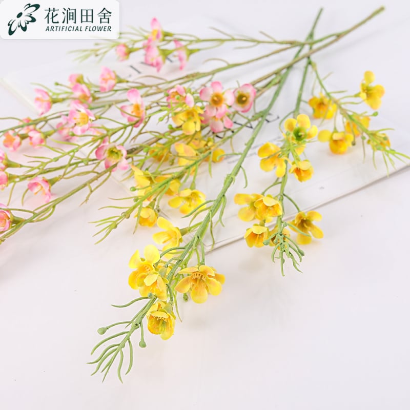 Изкуствени цветя — клонче Wintersweet с копринени цветове, за сватби и домашна декорация