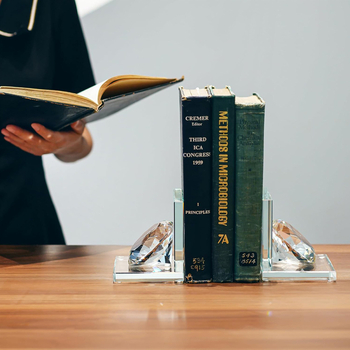 Кристални книжни държатели с 80 мм L-образна форма, тежки, нехлъзгащи се, подходящи за дебели книги, творческа поставка за книги
