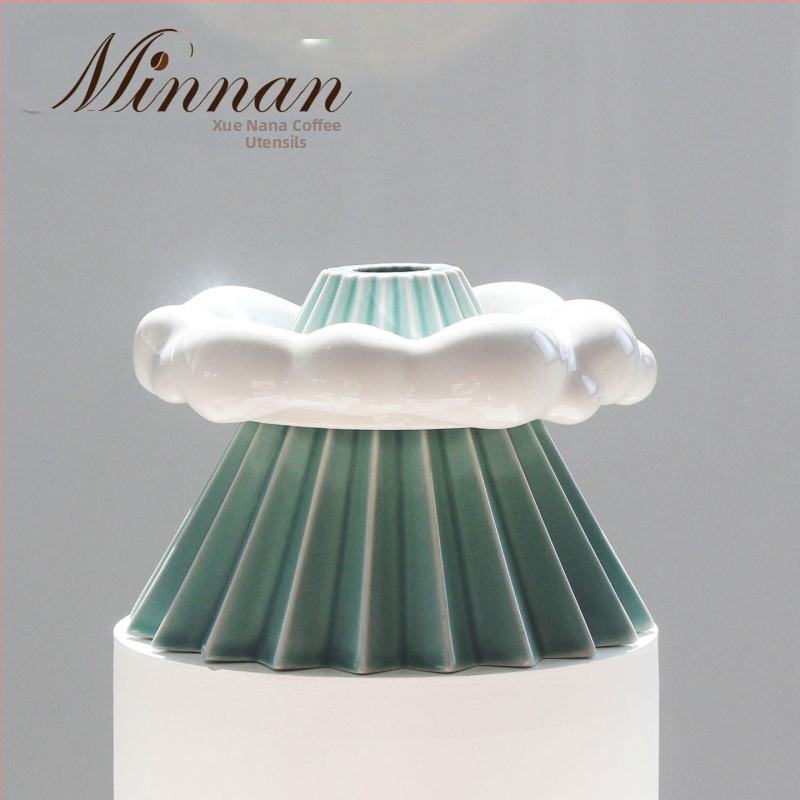 Керамичен V60 дрипър за кафе, малък размер, Origami стил, държач за филтър White Cloud