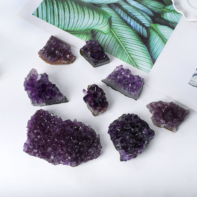 Prilagođeni prirodni ametistni klaster – mineralni uzorak i difuzni kamen za aromu, ručna izrada kristalni ukras