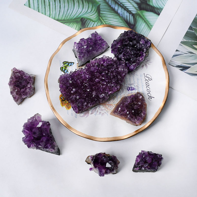 Prilagođeni prirodni ametistni klaster – mineralni uzorak i difuzni kamen za aromu, ručna izrada kristalni ukras