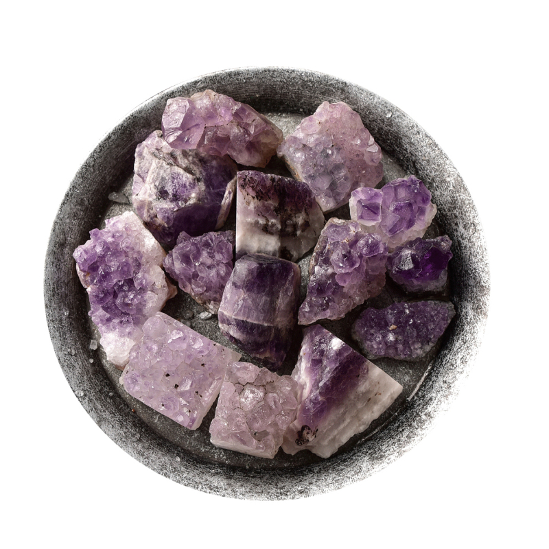 Ametistni klaster – mineralni uzorak, sirov kamen za difuzor aromaterapije, dekorativni kristalni ukras