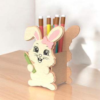 Дървен комплект животински моливници за деца — бюроорганайзер и декоративна кутия за съхранение