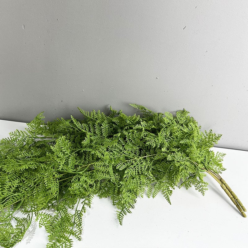 Ratan artificial și plante verzi pentru decor mural cu ferigă și flori
