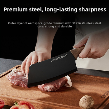 Súprava kuchynských nožov so Santoku a nožom na ovocie, titánový nôž s puzdrom