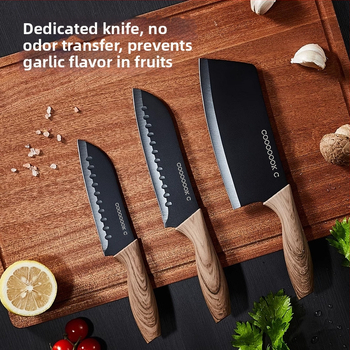 Súprava kuchynských nožov so Santoku a nožom na ovocie, titánový nôž s puzdrom