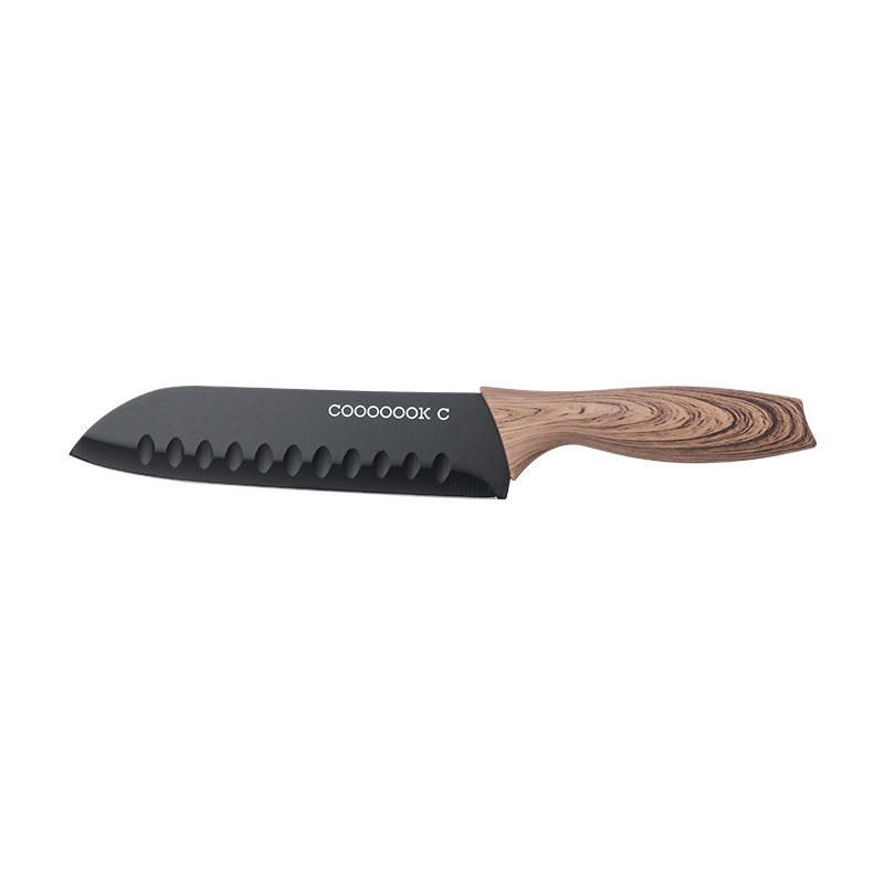 Кухненски комплект ножове със Santoku и нож за плодове, титаниев нож с калъф