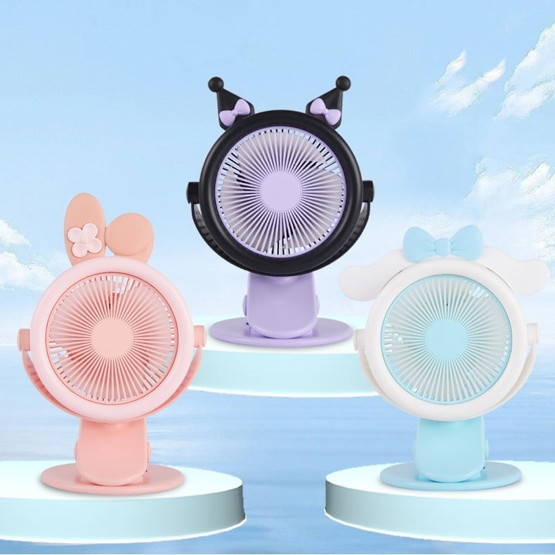 Sanrio Kuromi Meimei Rabbit USB клип-фен, преносим настолен вентилатор за общежитие и офис