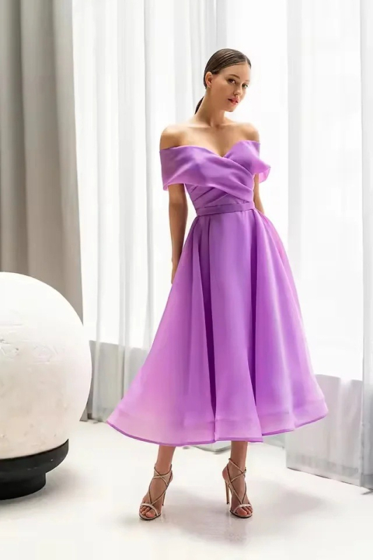 Haljina s jednim ramenom, večernja, srednje duljine, elegantna za proslavu rođendana