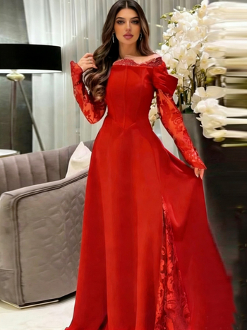 Večernja haljina s jednim ramenom, duga, jednobojna, elegantna i luksuzna za vjenčanja i formalne događaje