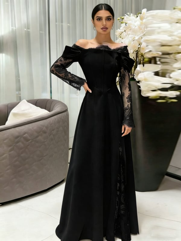 Večernja haljina s jednim ramenom, duga, jednobojna, elegantna i luksuzna za vjenčanja i formalne događaje