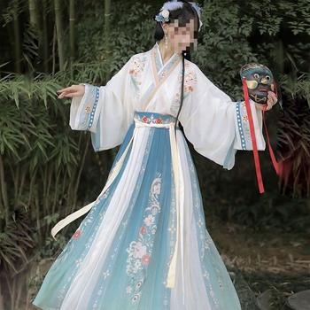 Ženski Hanfu u Jin stilu, uzorak s vjetrom, Ru suknja do struka dinastije Tang, svakodnevni drevni kostim