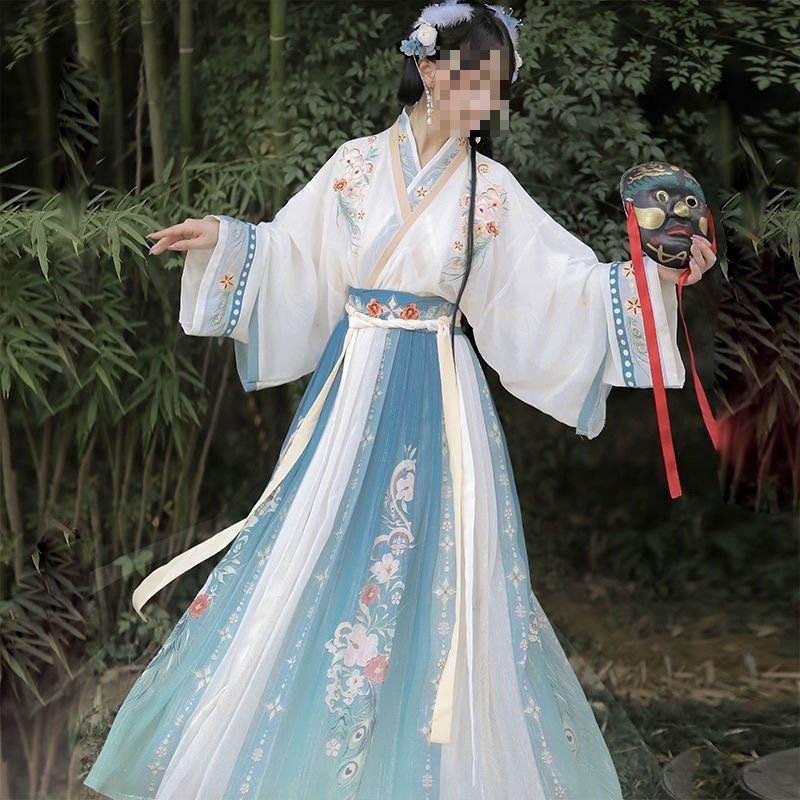 Ženski Hanfu u Jin stilu, uzorak s vjetrom, Ru suknja do struka dinastije Tang, svakodnevni drevni kostim