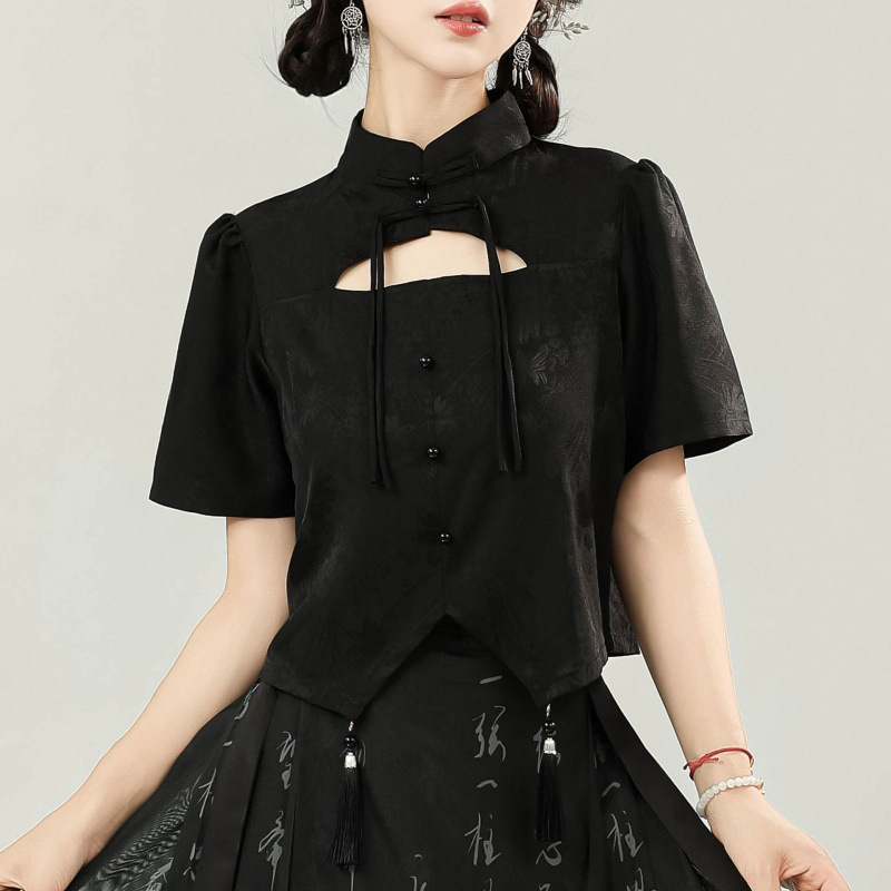 Butterfly Whisper 2024 kineski stil Hanfu set za žene, siva brokatna haljina i suknja s kaligrafskim motivom konjske glave, Horse-Face