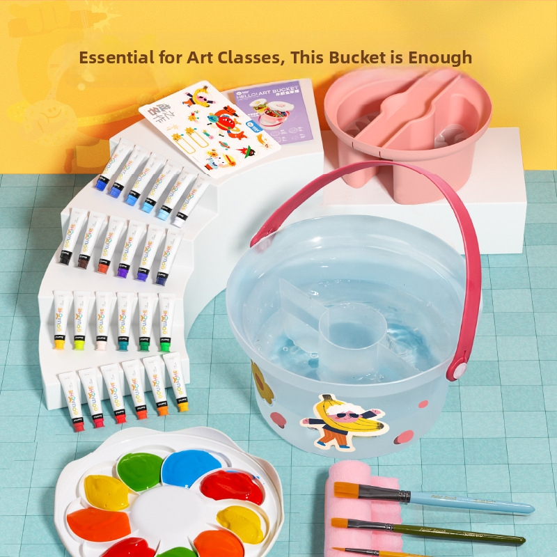 Gouache set u kanti za djecu — alati za likovnu umjetnost i četkice
