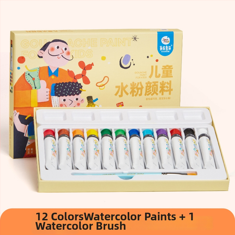 Gouache set u kanti za djecu — alati za likovnu umjetnost i četkice