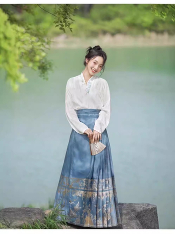 Ljetni Hanfu za žene: novi jednostavni set s printom, lagana suknja