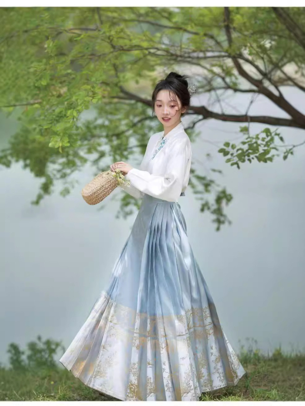Ljetni Hanfu za žene: novi jednostavni set s printom, lagana suknja