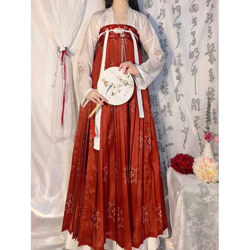 Ženski Hanfu u kineskom stilu Tang dinastije, komplet s gornjim dijelom do prsa i suknjom za ljeto