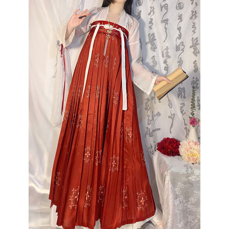 Ženski Hanfu u kineskom stilu Tang dinastije, komplet s gornjim dijelom do prsa i suknjom za ljeto