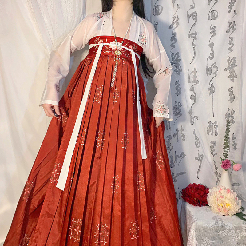 Ženski Hanfu u kineskom stilu Tang dinastije, komplet s gornjim dijelom do prsa i suknjom za ljeto