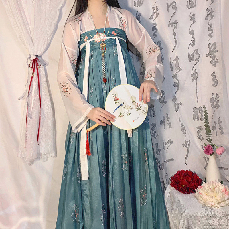 Ženski Hanfu u kineskom stilu Tang dinastije, komplet s gornjim dijelom do prsa i suknjom za ljeto