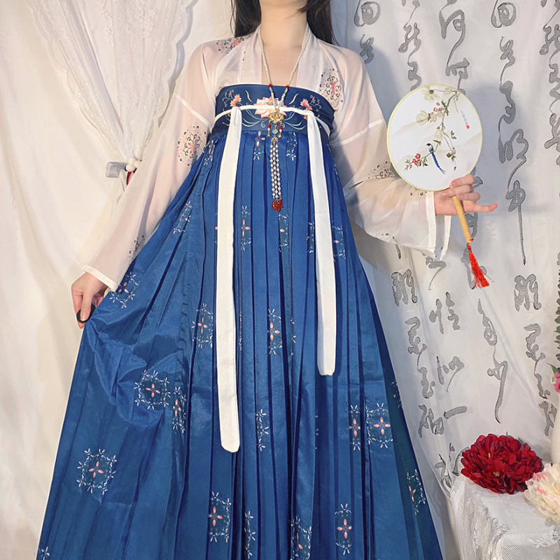 Ženski Hanfu u kineskom stilu Tang dinastije, komplet s gornjim dijelom do prsa i suknjom za ljeto