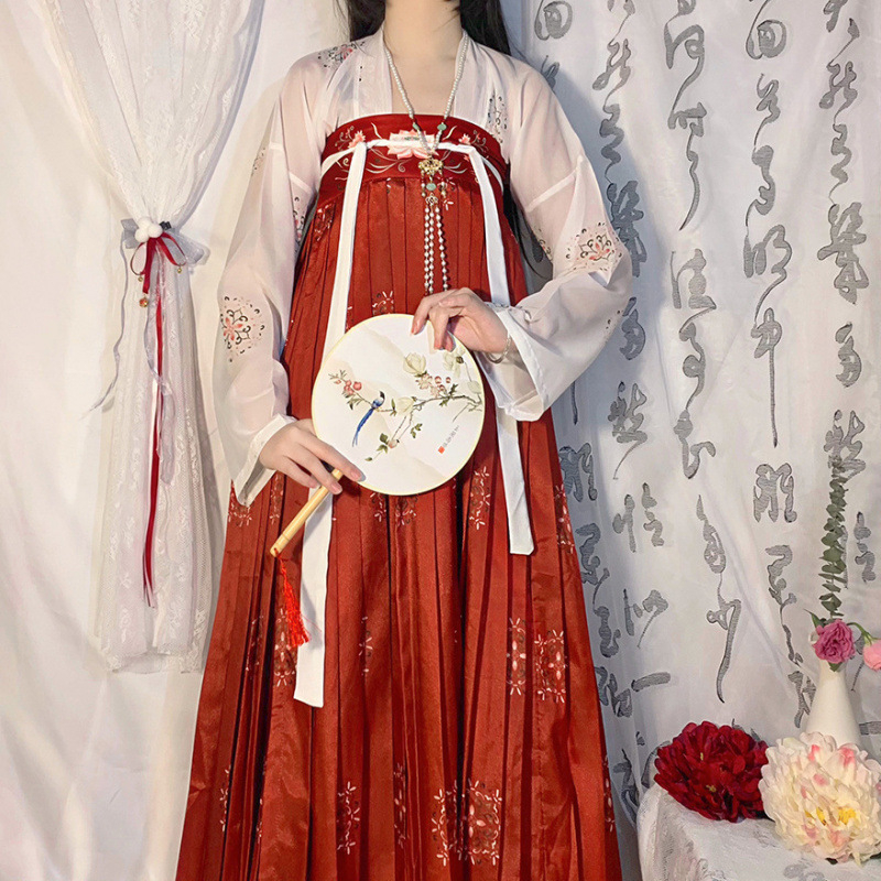 Ženski Hanfu u kineskom stilu Tang dinastije, komplet s gornjim dijelom do prsa i suknjom za ljeto