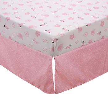 Set de lenjerie pentru copii, 3 piese: pilotă, cearșaf elastic, fustă de pat — stil desen animat drăguț, toate anotimpurile