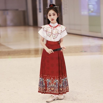 Hanfu set za djevojčice s Mamian suknjom, kineski stil Ming dinastije