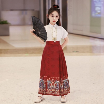 Hanfu set za djevojčice s Mamian suknjom, kineski stil Ming dinastije