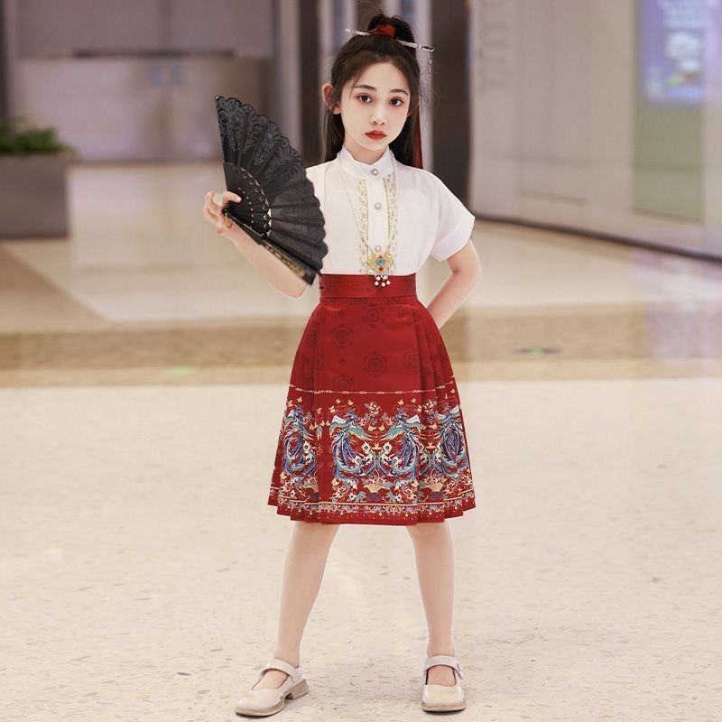 Hanfu set za djevojčice s Mamian suknjom, kineski stil Ming dinastije