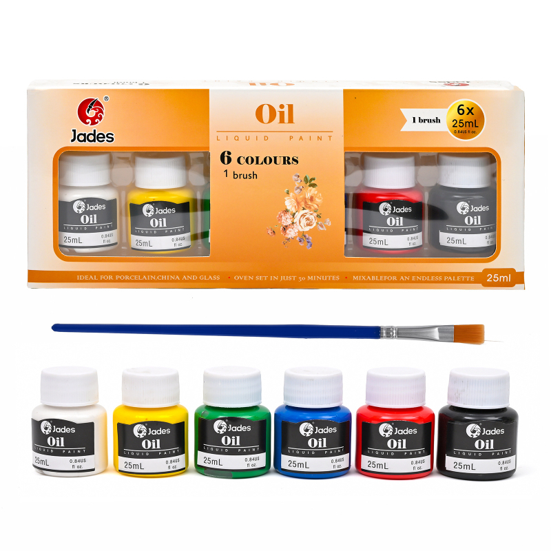 Set boja za djecu: vodene boje (akvarel), akrilne boje, gouache i uljane boje za tekstil i staklo, 25 ml po pigmentu, kutija s 6 boja