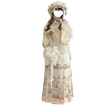 Ženski Hanfu set u Ming stilu: kratka bluza s preklopnim ovratnikom, rukavi u stilu pipa i suknja Mamian, Lolita inspiriran outfit