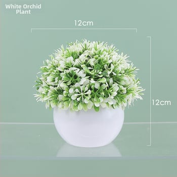 Sada umelých rastlín na stole s hortenziou, guľový bonsai na vnútorné použitie